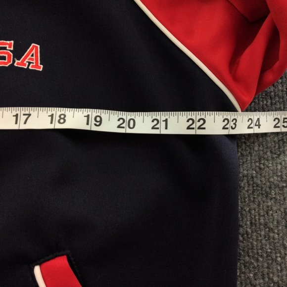 PLAYWAY Vintage Men's L Track Jacket Red‎ Blue Zip Pockets Striped Long Sleeve - Picture 14 of 14